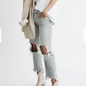FREE PEOPLE light wash Mid-Rise Straight-Leg Jeans- WORN ONCE